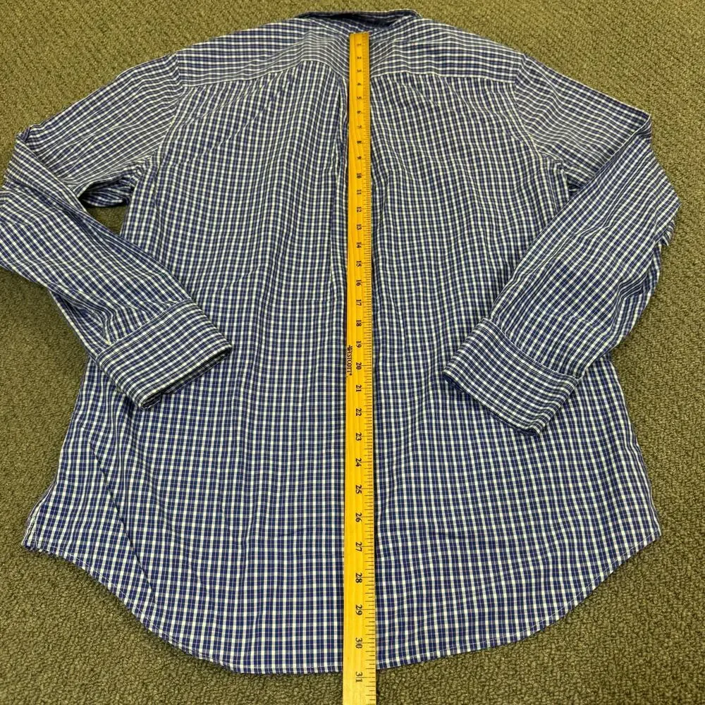 Banana Republic Non Iron Slim Fit Mens Blue Dress Cufflink L Shirt 16-16 1/2